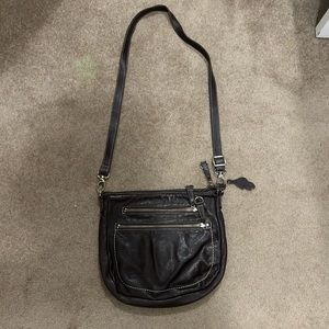 Black Genuine Leather Roots Bag
